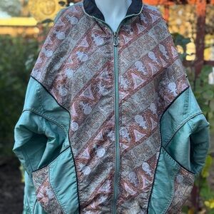 Vintage Teal and Bronze Windbreaker Jacket